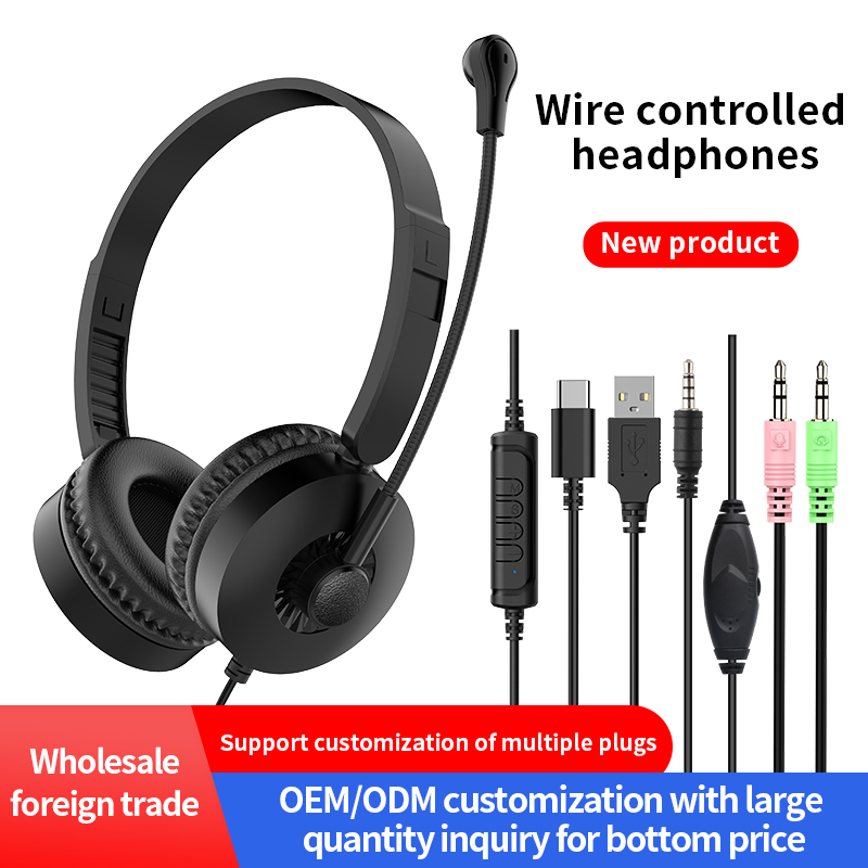 JTY- K3 Head mounted wired headphones with microphone and wired control USB/Type