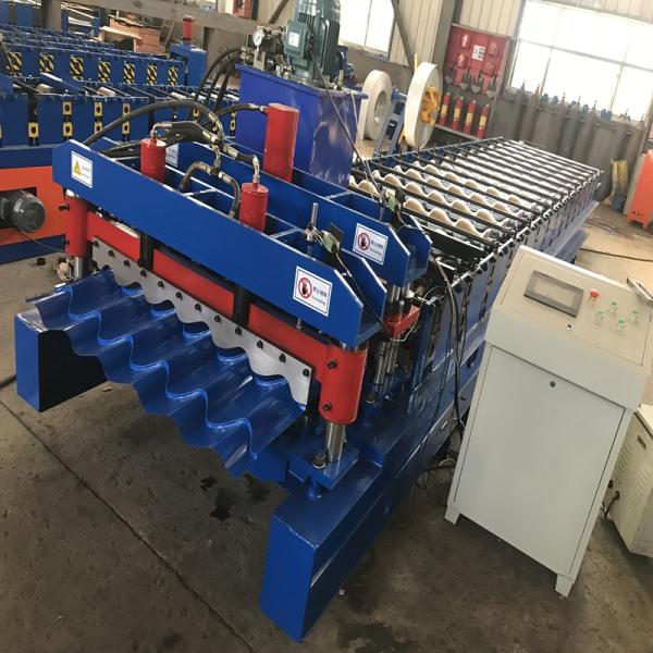 4kw Glazed Tile Roll Forming Machine , Hydraulic Cutting Tile Making Machine