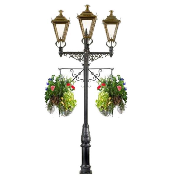 Victorian Black Antique Cast Iron Street Lamp Post Round For Villa / Park