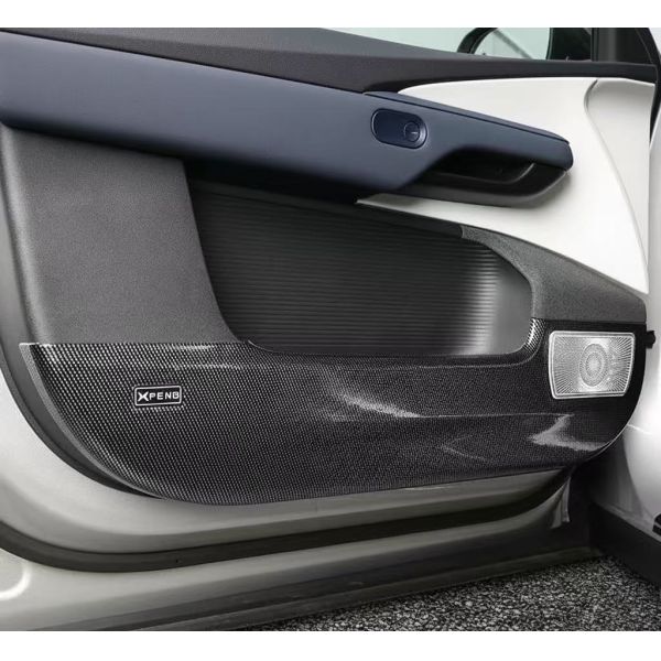 For Xiaopeng G6 Modified Door Kick Pad ABS Carbon Fiber Protective Pad Door Panel protection Interior Door Kick Plate