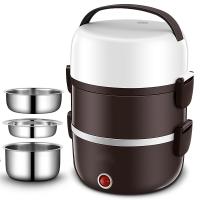 220V Cozinha portátil de caixa de almoço de três camadas de aço inoxidável castanho escuro OEM