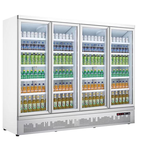 Commercial 4-Door Glass Refrigerator Cooling Beverage Display Showcase for Supermarket Beverage Chiller Equipment