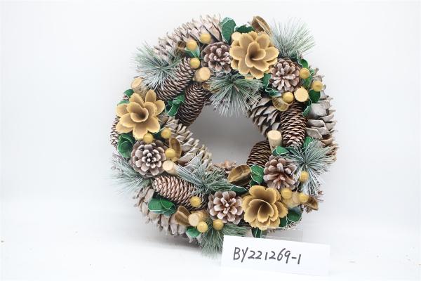 Wholesale Artificial Christmas Door Decoration Supplies Nature Pine Cone Large Christmas Wreath Garland Decor