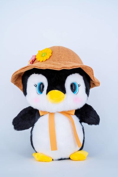 Customizable Cute Penguin Soft Toy Stuffed Animal With Hat Wearing And Backpack