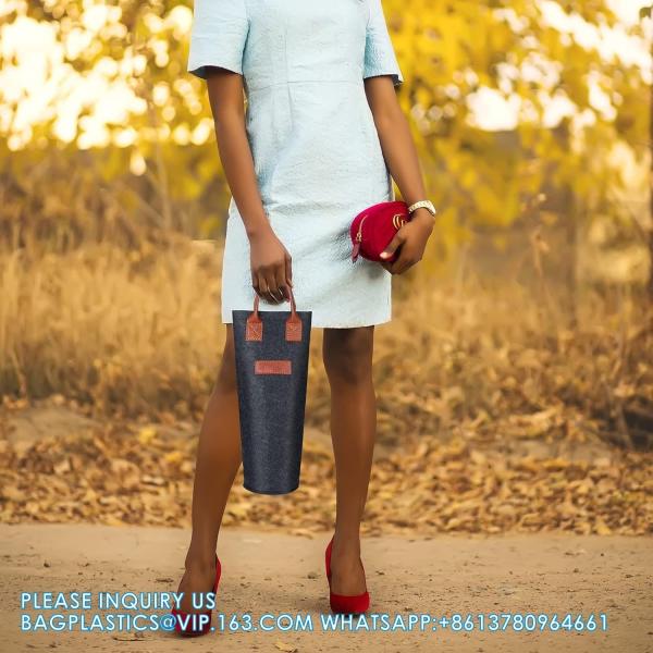 Felt Bags, Felt Carrier, Felt Handle Bags, Felt Bottle Wine Carrier Bag Padded Wine Handler Wedding Gift Package