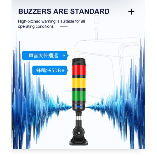 Luz de señal de máquina RYG con cable de 0.5m, DC 12V, IP54, para máquina CNC