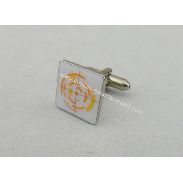 Brass Stamped With Soft Enamel Cufflink , Gold Nickel Plating For School