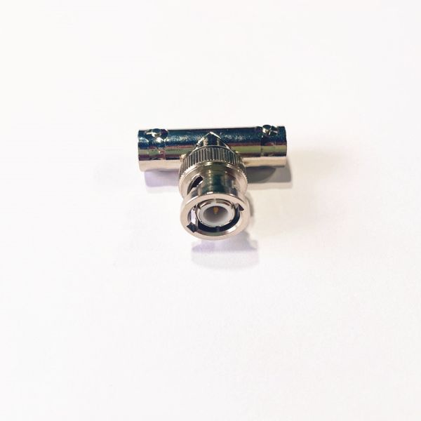 T-Joint RF Adapter BNC Male to Female with DC-4GHz Range Gold-Plated Brass and VSWR ≤1.3