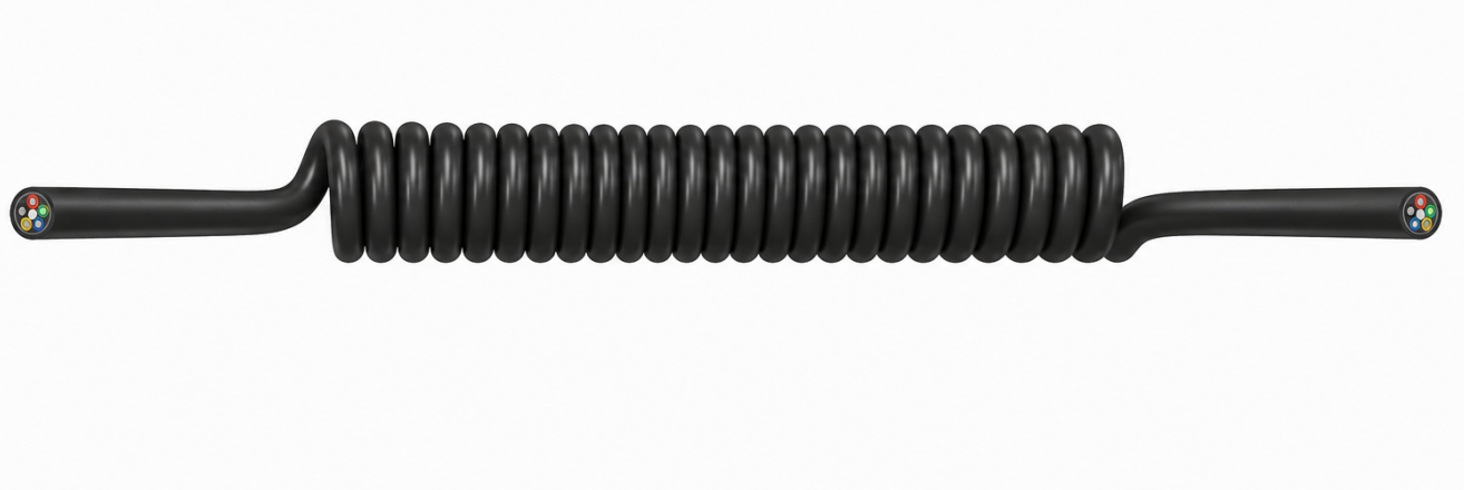 NOUL 5C 0.75mm2 Industrial Spring Cable Tinned Copper Stranded PP Insulation TPU Jacket 300V