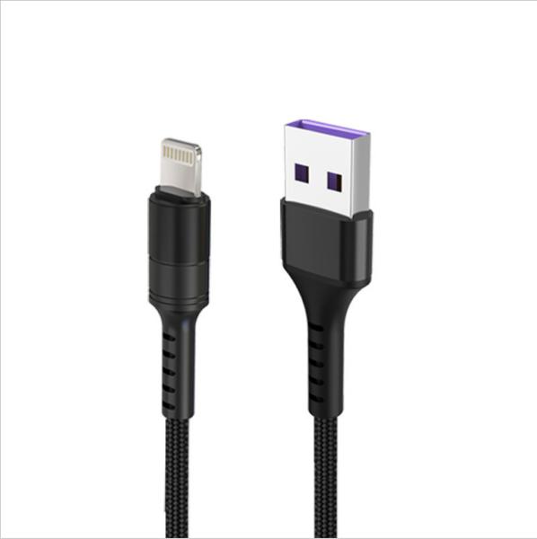 3A Nylon Braided Lightning Cable , Nylon Micro Usb Cable  For Apple Charging Cord