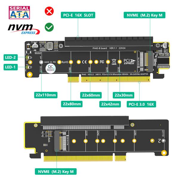 Двойной адаптер NVMe PCIe PCIe 4.0 X16 для двойного NVMe и 1x больше адаптер PCIe x16 для SSD M.2 NVMe