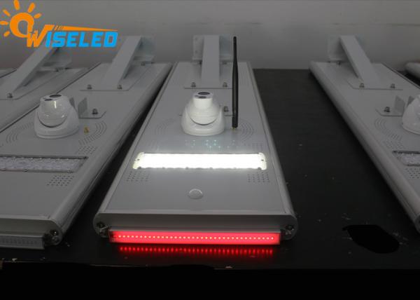 Camera Monitoring Solar Powered Led Street Lights 30W 40W With Red Strip Light