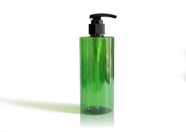Green Cylinder PET Cosmetic Bottles For Body Lotion Products Half Transparent 300ml