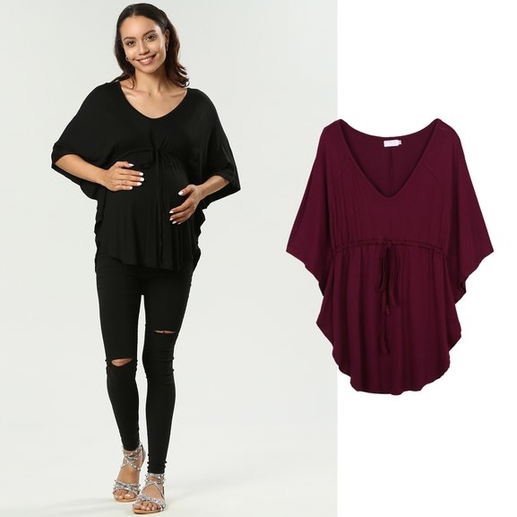 Newest Design Women Top with Batwing Sleeves & Waistband