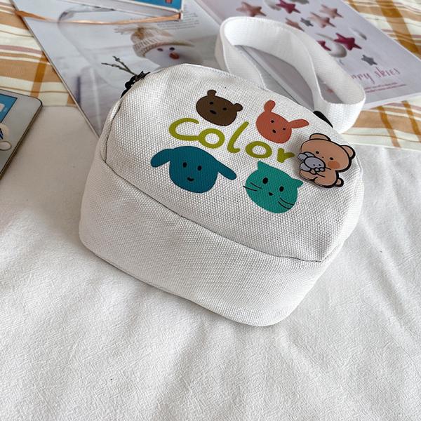 DIY acrylic pin kids Canvas bag shoulder mobile phone bag cute customs logo pin picture cartoon cloth bag