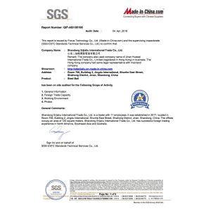 Shandong JinNai International Trade Co., Ltd. Сертификации