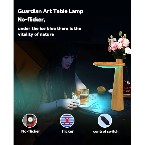 Wood Reading Light in Soothing Ice Blue Reduces Eye Strain Create Calm Reading Spaces.