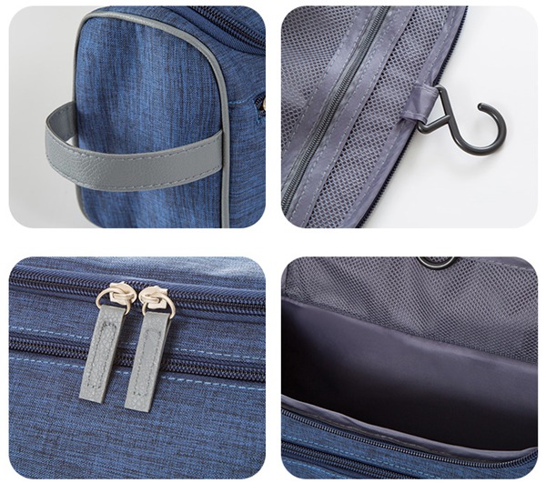 Oxford Fabric Mens Custom Cosmetic Bags , top double metal zipper Make Up Organizer