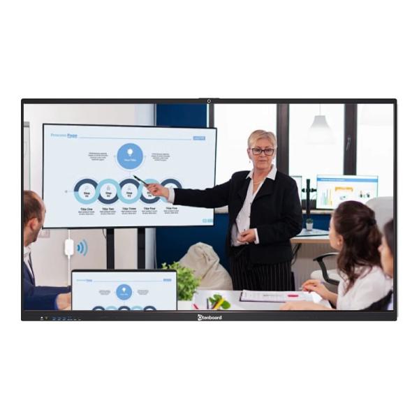 Qtenboard 40 Point Touch Screen Smart White Board with 4K Ultra HD Display and Dual System for Smooth Writing and AI Camera Meetings