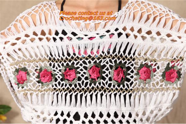 Handmade Crochet Multicolour Three-Dimensional Rose Cutout Knitted Sweater Pull Over Women