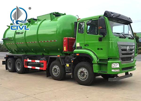 New Howo 6x4 371HP Sewage Suction Vacuum Truck  Green Color euro II 25 ton loading capacity