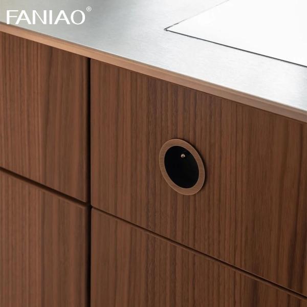 Modern Wood Grain 304 Stainless Steel Waterproof Villa Kitchen Cabinet