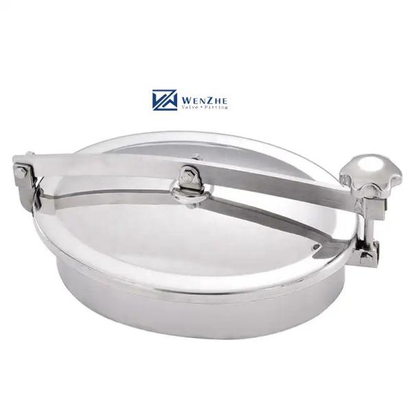 304 316 Stainless Steel Sanitary Manhole Cover For Wine Can Hand Hole Round Shape