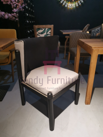Black Ash Wood Frame Wood Restaurant Chairs Upholstered Shell Backrest Furniture