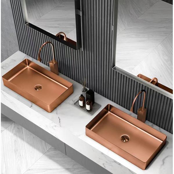 Stainless Steel 304 Luxury Vessel Sinks , Bathroom Wash Sink With Nano Plating PVD Brushed
