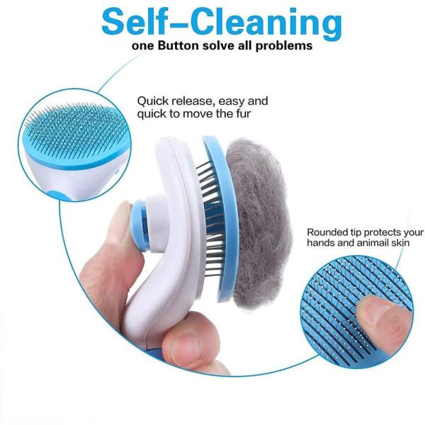 Antibacterial Slicker PET Cleaning Brush Pets Self Clean For Dog Hair Shedding