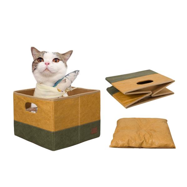 Novelty Paper Cooling Pet Mat Tunnel Cat Bed Yellow Green