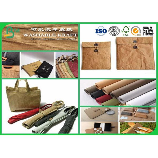 Different Color Washable Kraft Liner Paper Roll For Making Bag / Wallet