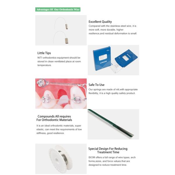 Ортодонтический TMA Archwire Круглый и прямоугольный для стоматологических материалов