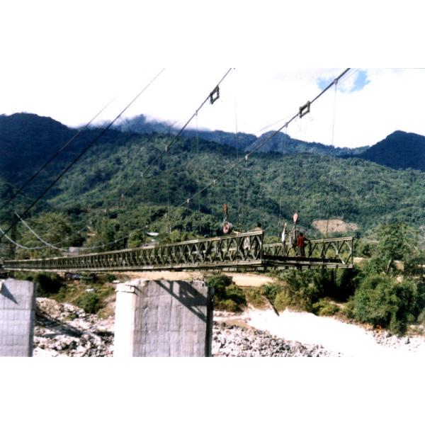 Concrete Deck Steel Cable Suspension Bridge prefab With Rock Anchors