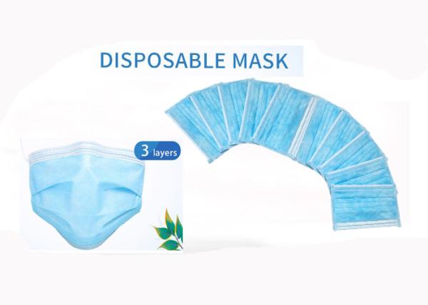 3 Ply Disposable Earloop Face Mask Non Woven Anti Virus Anti Dust Blue