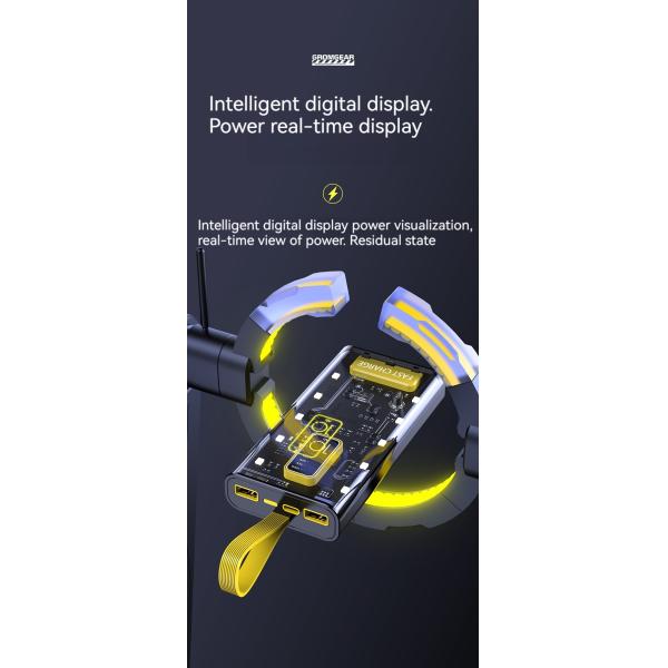 TYPE-C Input Interface Power Bank Transparent 10000mAh Mobile Power Supply for iPhone 15 14