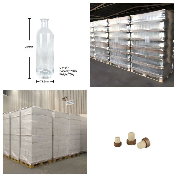 700 Ml Glass Bottles Flint Liquor Whiskey With Cork Top 750g CY-1017