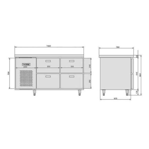 Energy Saving 300L 285W Catering Refrigeration Equipment