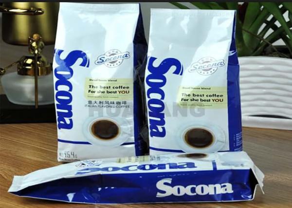 Snack Food Plastic Pouch Packaging / Custom Printed Coffee Bean Sacks Floded Bottom