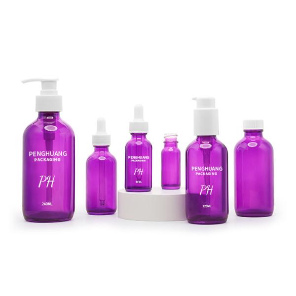 60ml Purple Boston Glass Bottles 2oz Massage Essential Oil Skin Care Serum Dropper Bottle