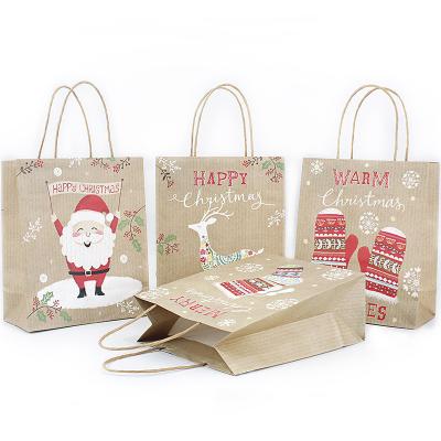Os sacos Ultraportable do Natal do papel de embalagem do OEM, reciclaram os sacos de papel do deleite com punhos