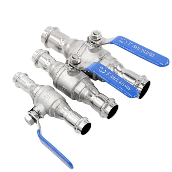 Stainless Steel 304/316 2-Piece Press Fit Ball Valve Full Bore  Manual Lever Handle for Water/Gas/HVAC Systems