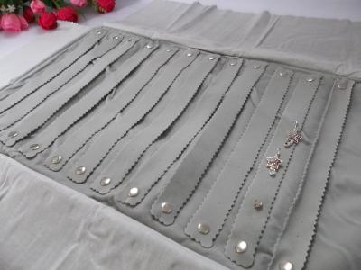 Grey Velvet Jewelry Roll Environmental Friendly Travel Portable Organizer
