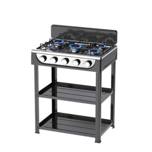 Five Burner Gas Stove Supplier high oven gas stove with portable standing frame and five burner setup for professional kitchens