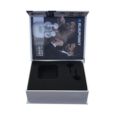 Portable Wireless Bluetooth Earphone Packaging Box , Luxury Magnet Paper Box With Sponge Insert