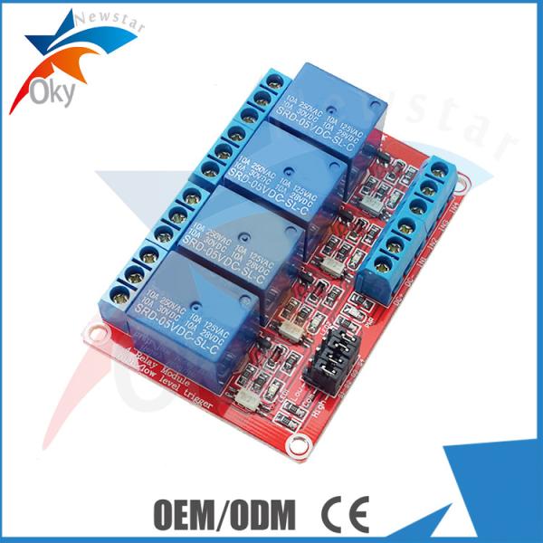 Lightweight Four Channel Relay Module For Arduino , Red Board
