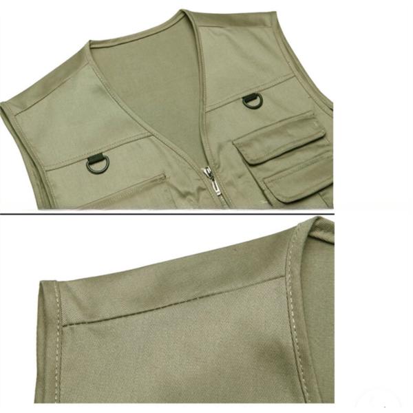 100% Cotton Army Green Work Utility Vest Customized 8 Pockets Plus Size Men's Vests