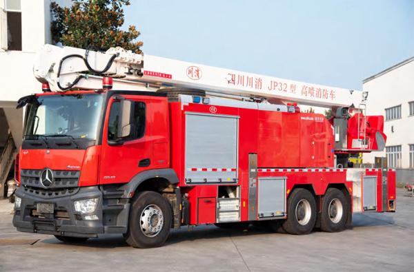 Carro de bombeiros aéreo da torre de água de Mercedes Benz 32m com água 7T e espuma