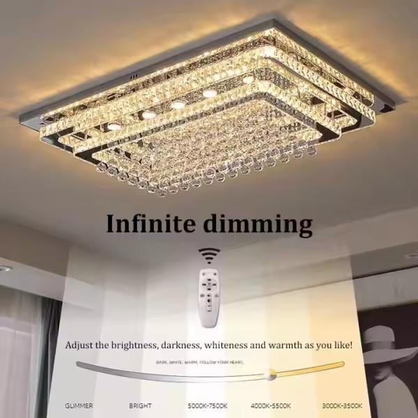 Crystal Modern Rectangular Ceiling Light ,  LED Ceiling Lamp Remote Control