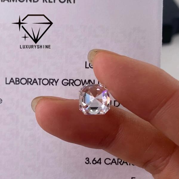 LuxuryShine VVS-VS 0.1-10CT Diamant de laboratoire taille Asscher D-F Couleur diamant blanc avec certificat IGI 3EX Cut Stones